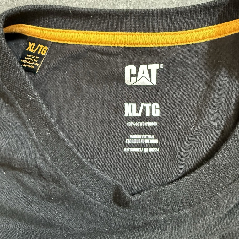 CAT Caterpillar T Shirt Mens XL Logo Graphic Cotton Black Solid. English. SEO. - Picture 3 of 9
